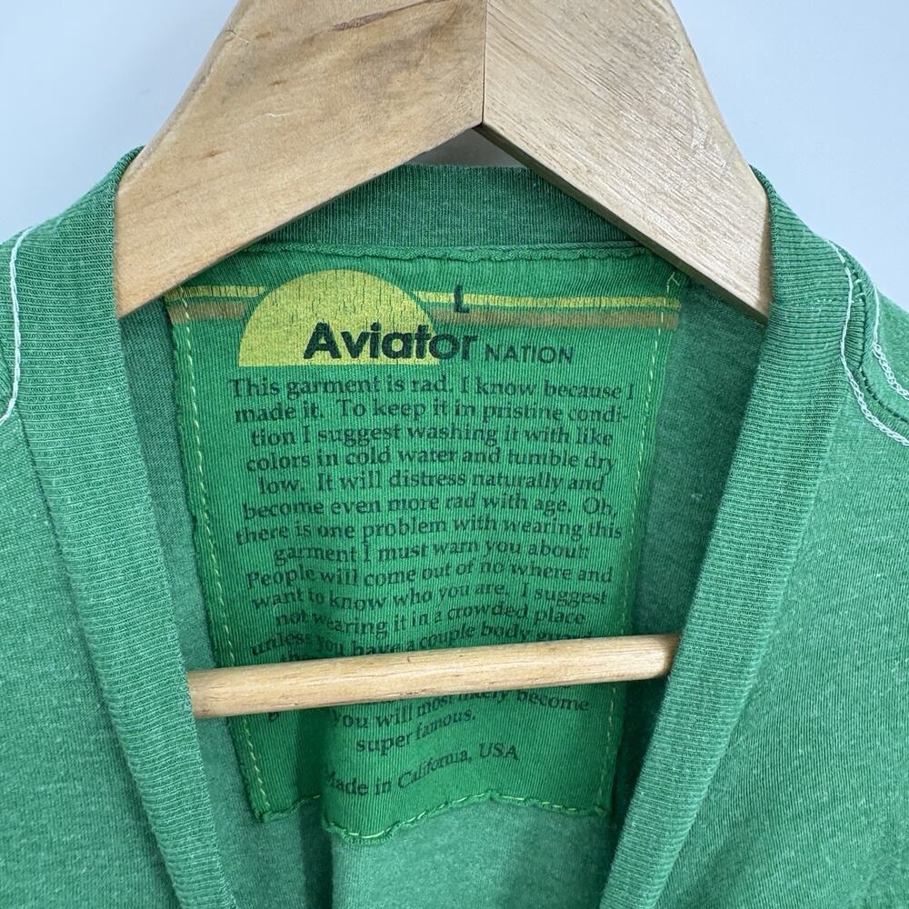Aviator Nation T-Shirt Men's Large Global Citizen Green Short Sleeve Rainbow - Picture 4 of 5